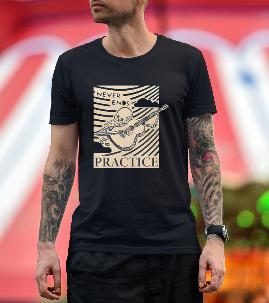Lindy Day Never Ends Practice Skeleton Guitar T-Shirt