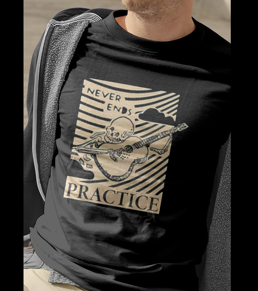 Lindy Day Never Ends Practice Skeleton Guitar T-Shirt