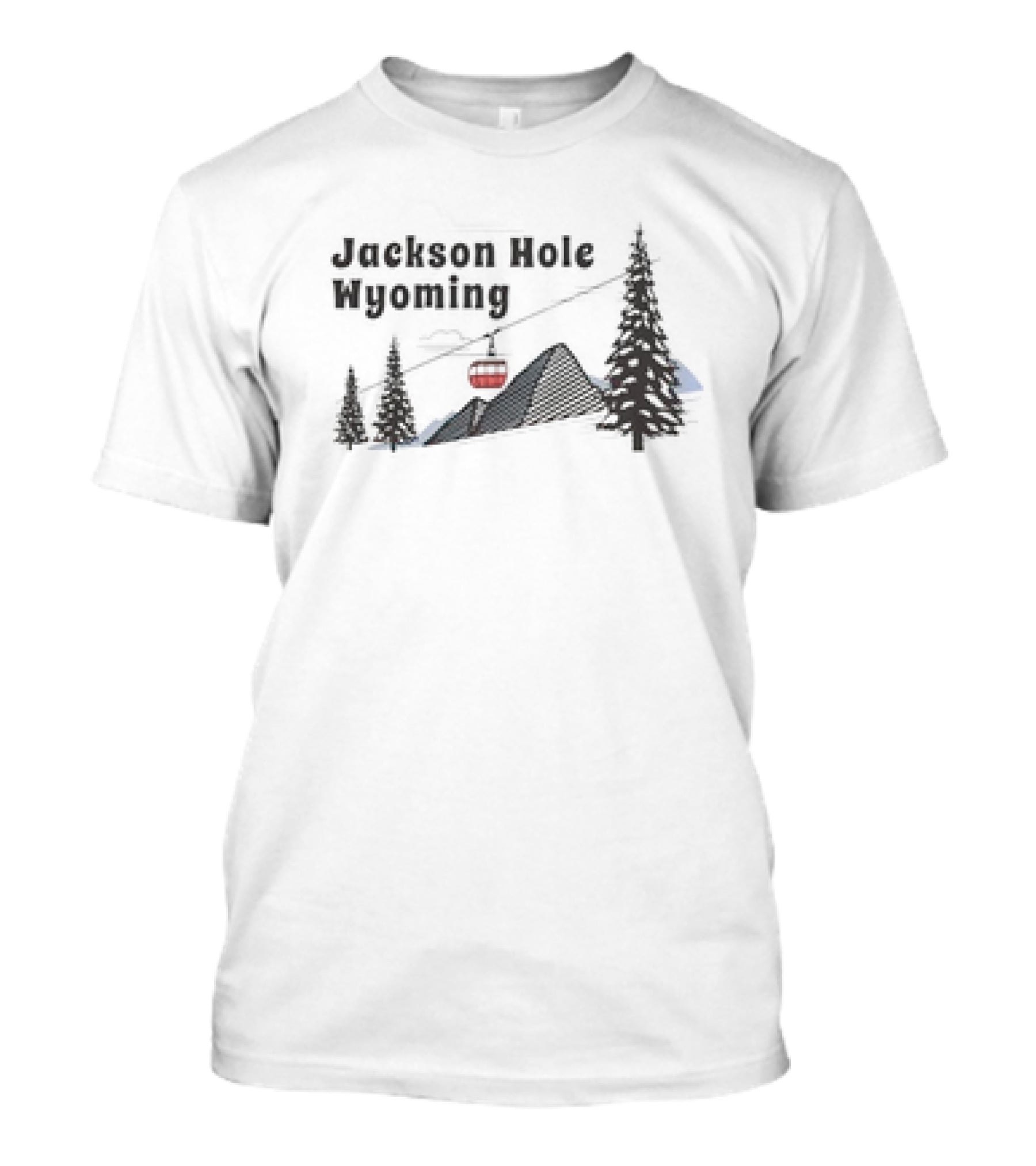 Jackson Hole Wyoming Mountain Gondola With Evergreen Trees And Ski Slope T-Shirt