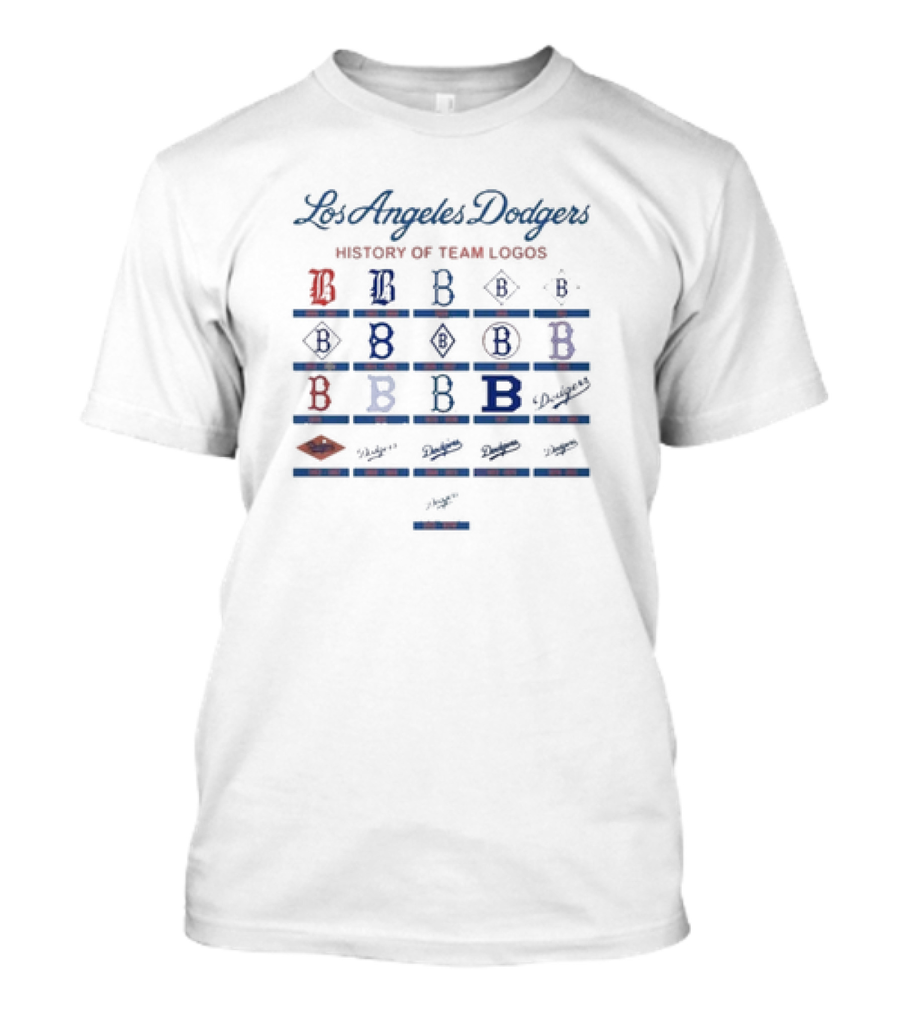 Los Angeles Dodgers Evolution Of Team Branding T-Shirt