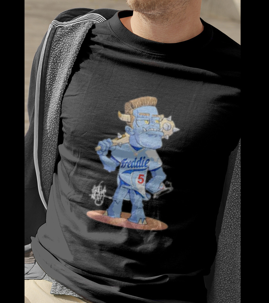 Monster Freddie Los Angeles Baseball Player Cartoon Character T-Shirt