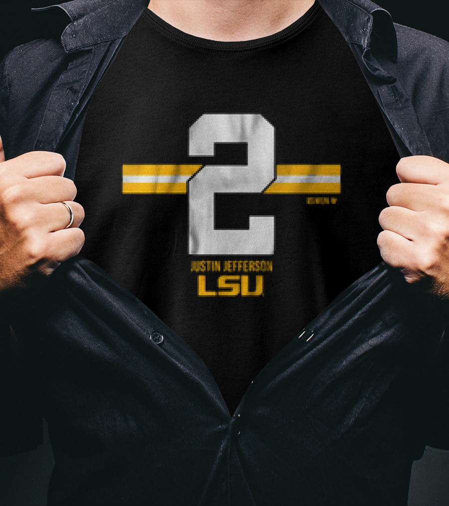LSU Football Justin Jefferson 2 Stripe Number LSU T-Shirt