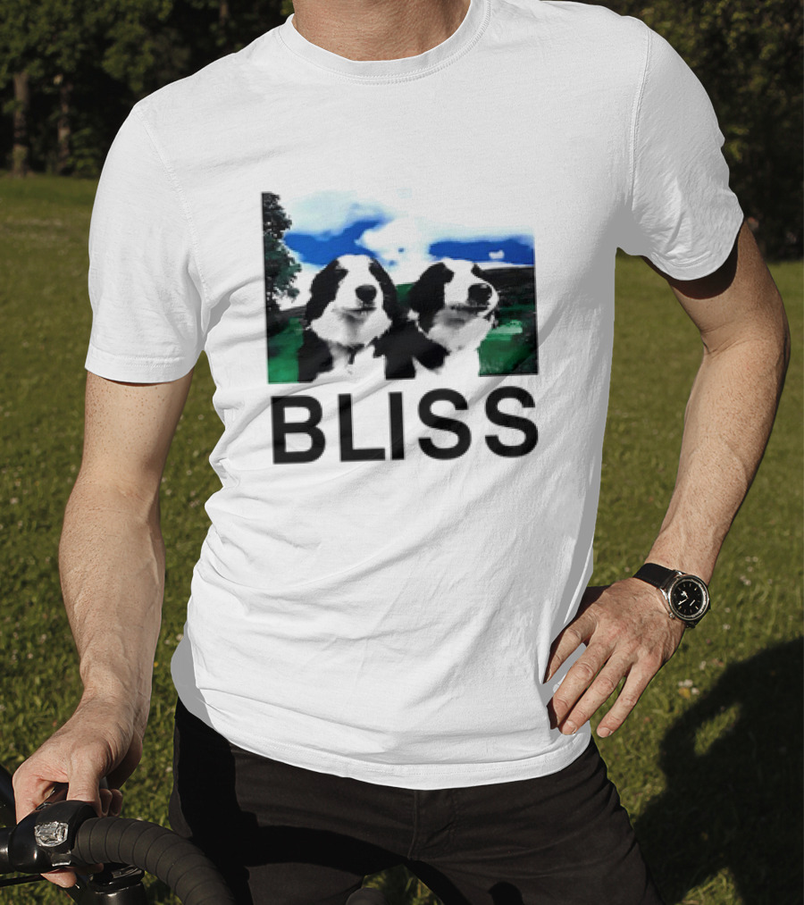 BLISS Henry Dog Meme Two Dogs Green Landscape T-Shirt