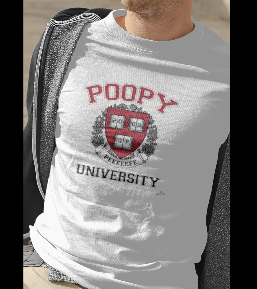 Poopy Peeeeeee Parody University Crest Shield Emblem T-Shirt