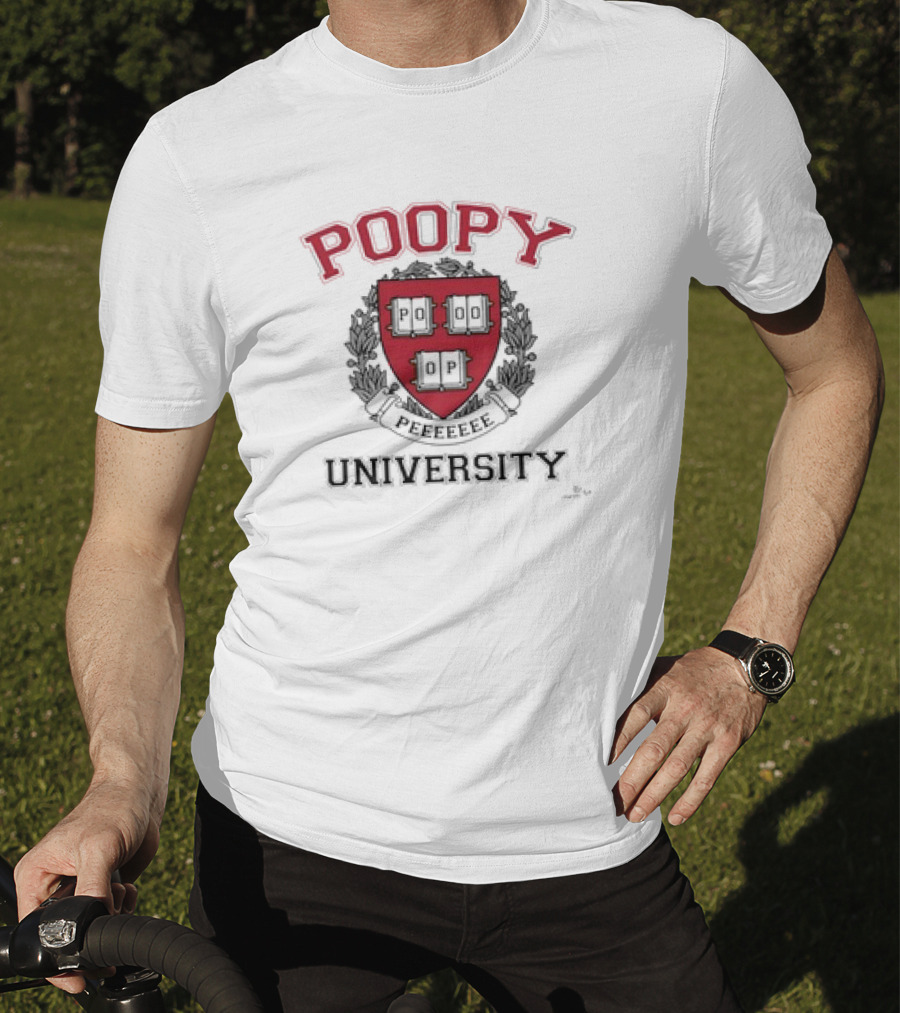 Poopy Peeeeeee Parody University Crest Shield Emblem T-Shirt