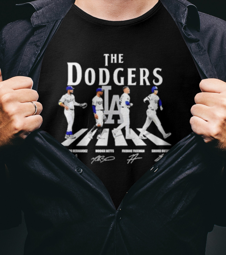 The Dodgers Abbey Road LA Teoscar Hernandez Mookie Betts Freddie Freeman Shohei Ohtani Signatures T-Shirt