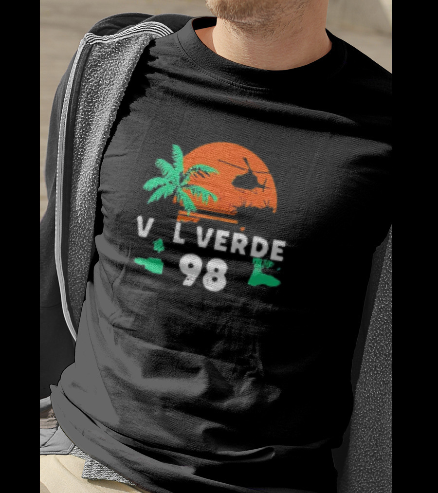 Val Verde 98 Retro Palm And Helicopter Sunset T-Shirt