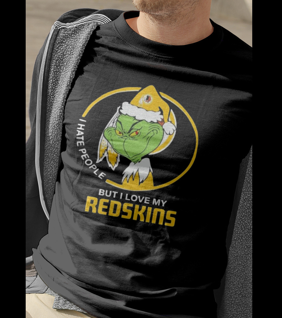 I Hate People But I Love My Redskins Grinch Christmas T-Shirt
