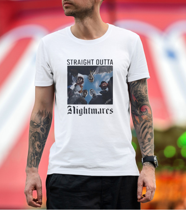 Premium T-Shirt: Straight Outta Nightmares Horror Halloween Characters T-Shirt Straight Outta Nightmares Horror Halloween Characters T-Shirt