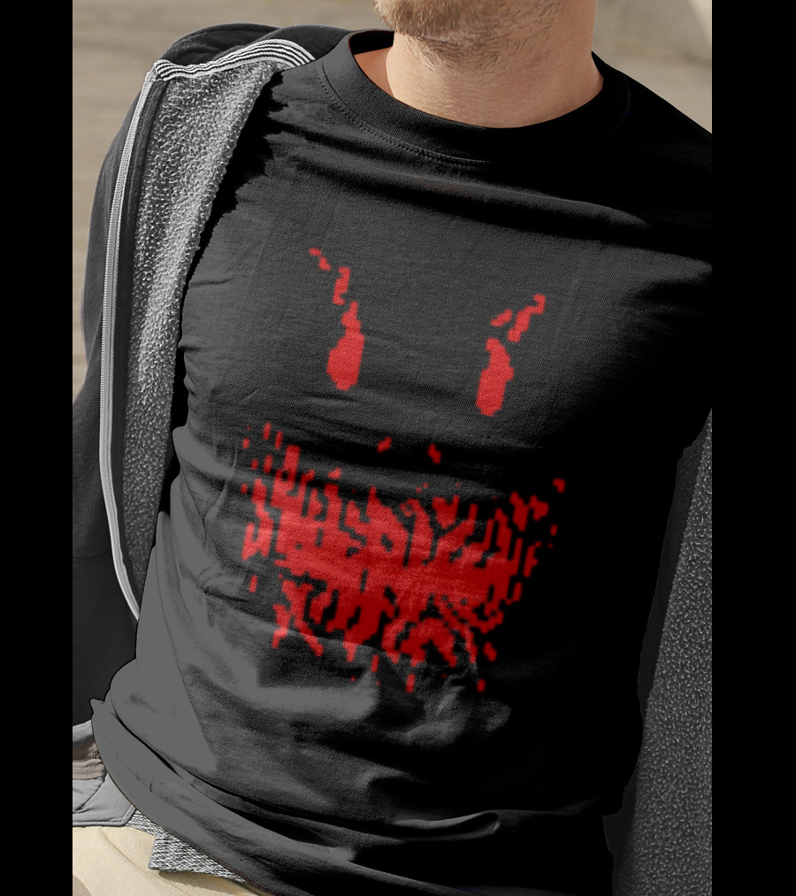 Scary Red Pixelated Joker Face T-Shirt