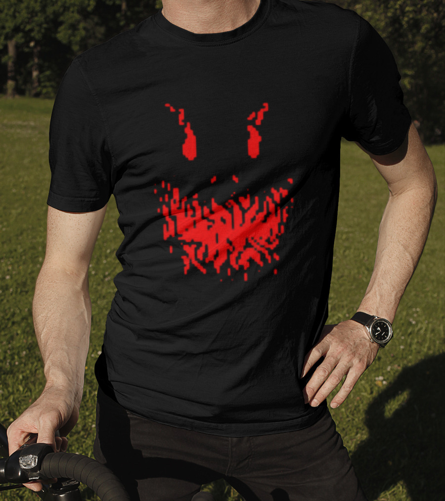 Scary Red Pixelated Joker Face T-Shirt
