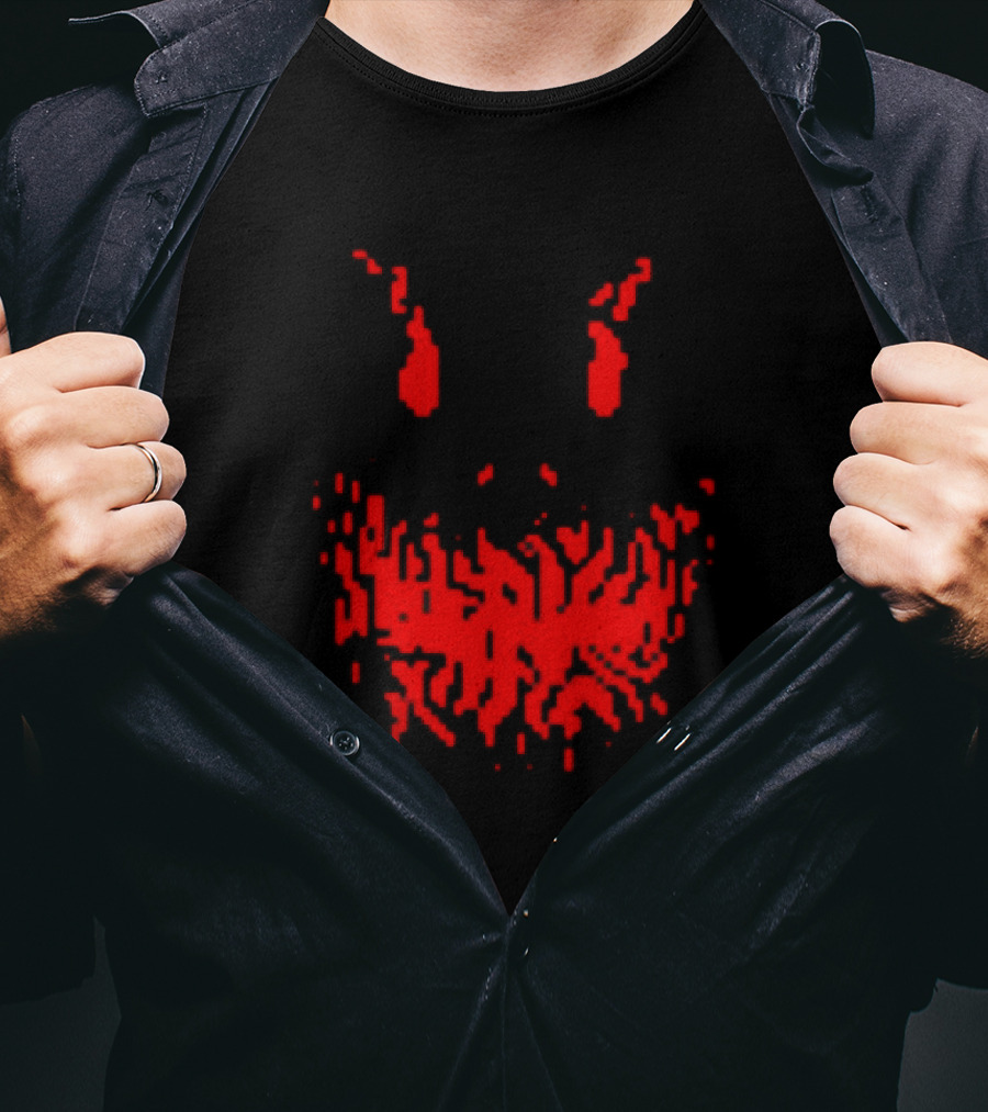 Scary Red Pixelated Joker Face T-Shirt