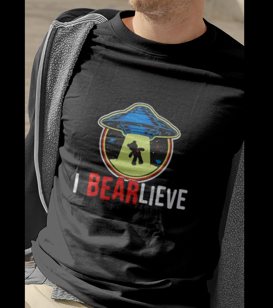 UFO I BEARlieve Alien Abduction Bear Spaceship T-Shirt