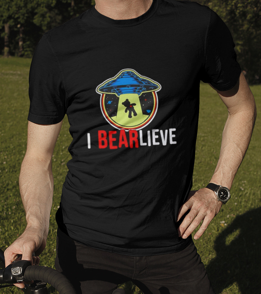 UFO I BEARlieve Alien Abduction Bear Spaceship T-Shirt