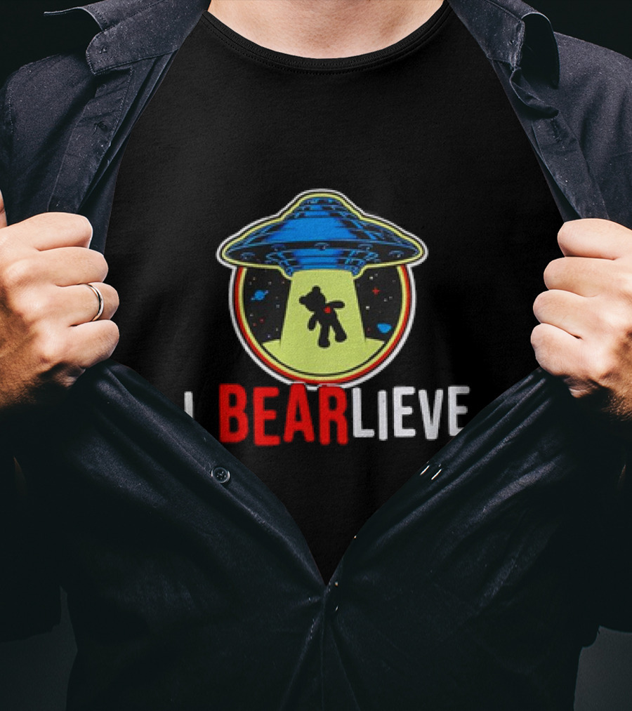 UFO I BEARlieve Alien Abduction Bear Spaceship T-Shirt