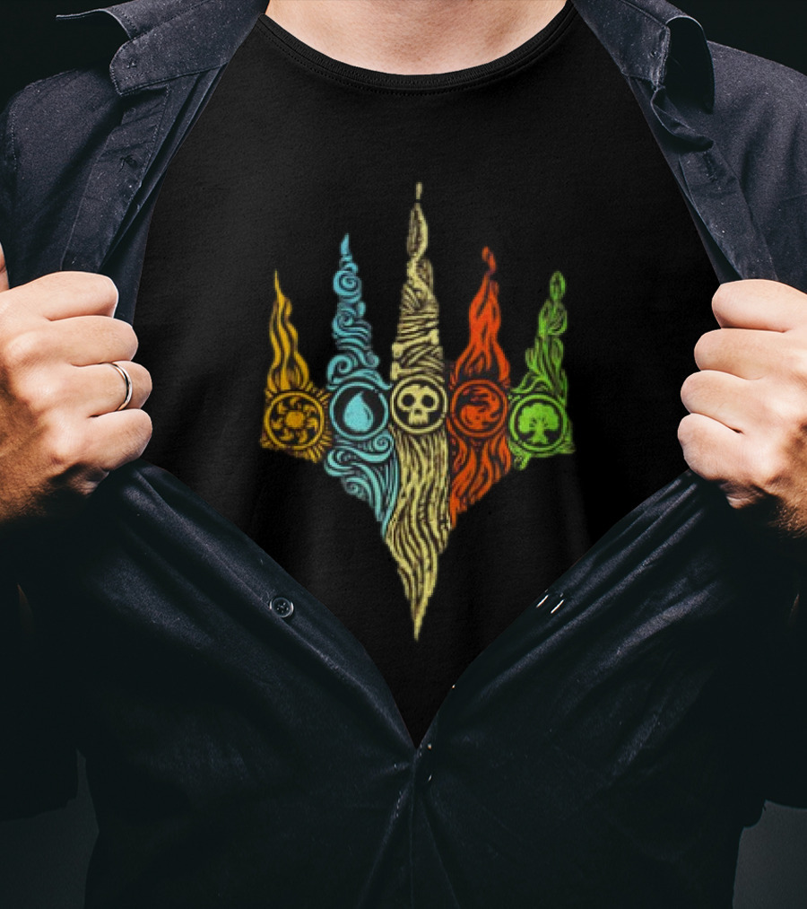 Magic The Gathering Five Mana Symbols Doodle T-Shirt