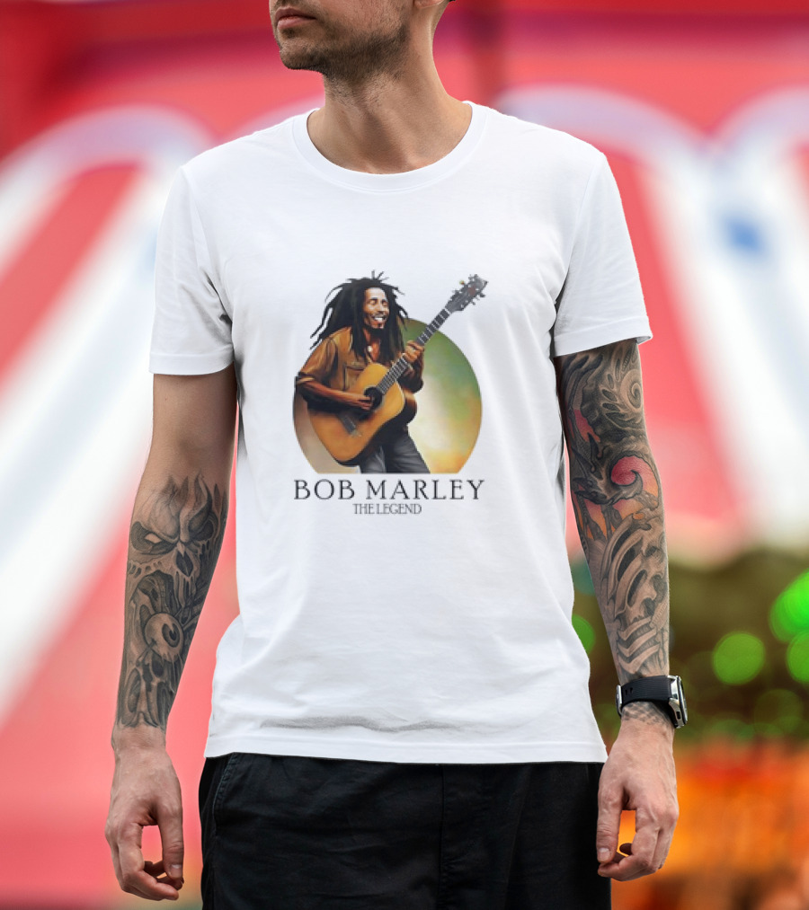 Bob Marley The Legend Iconic Guitar T-Shirt