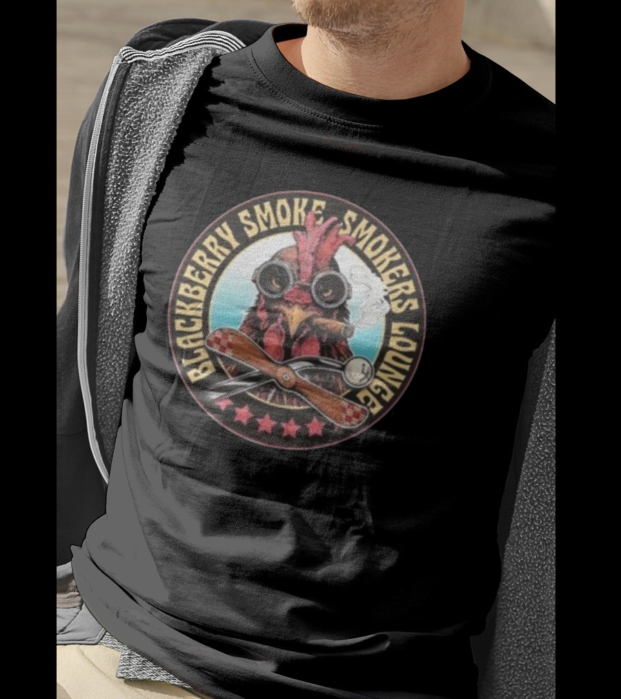 Blackberry Smoke Smokers Lounge Rooster With Cigar And Aviator Goggles T-Shirt
