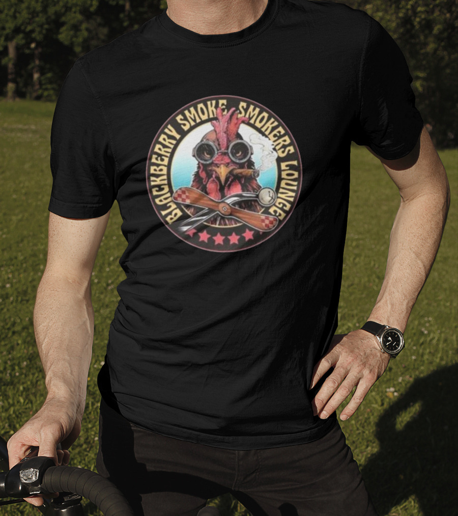 Blackberry Smoke Smokers Lounge Rooster With Cigar And Aviator Goggles T-Shirt
