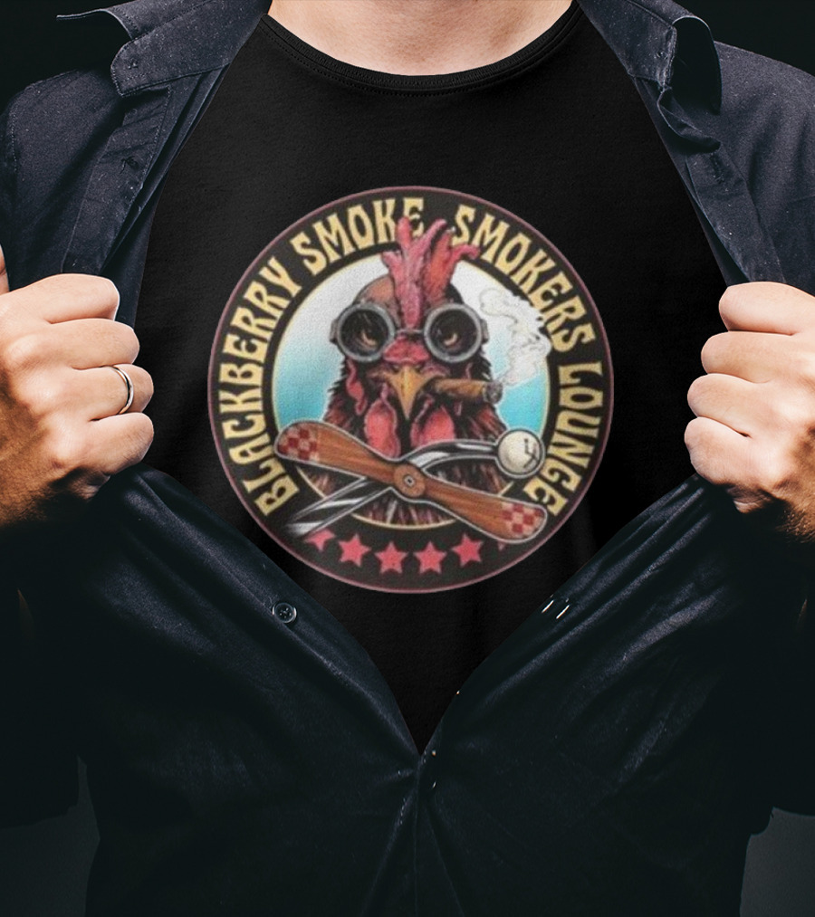 Blackberry Smoke Smokers Lounge Rooster With Cigar And Aviator Goggles T-Shirt