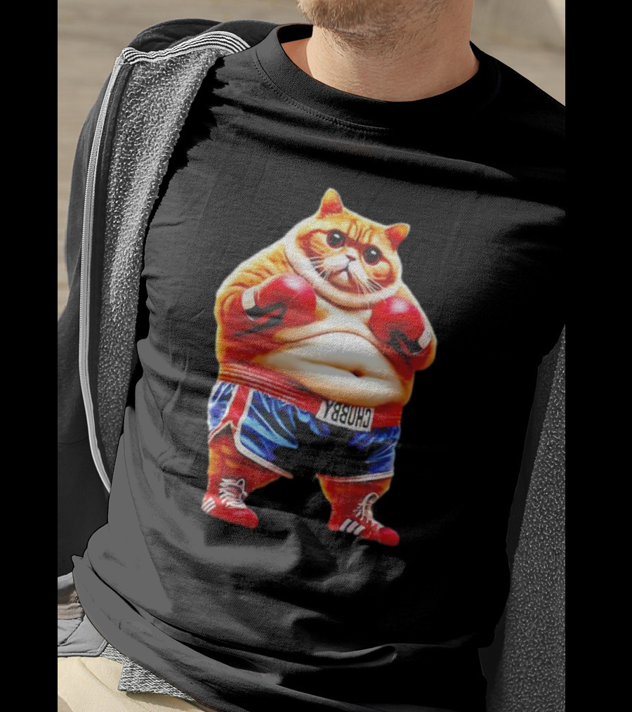 Boxing Gym Anime Meme Cat With Gloves And Chunky Shorts T-Shirt