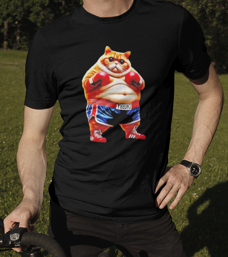 Boxing Gym Anime Meme Cat With Gloves And Chunky Shorts T-Shirt