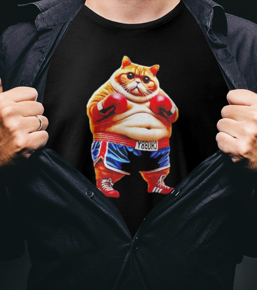 Boxing Gym Anime Meme Cat With Gloves And Chunky Shorts T-Shirt