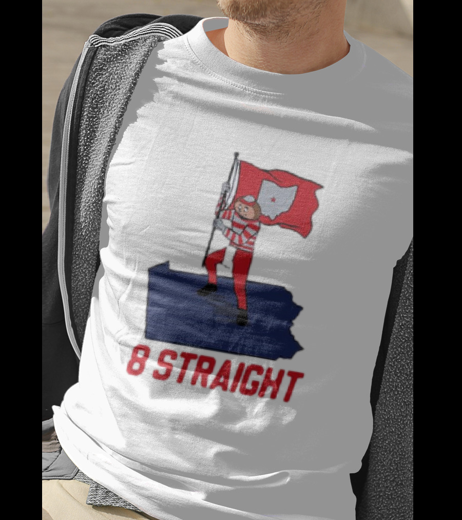 Ohio State Buckeyes Brutus Holding Flag 8 Straight T-Shirt