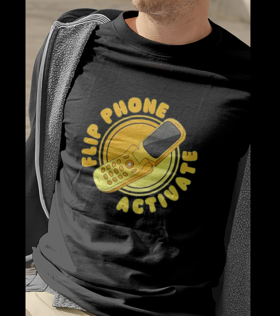 Flip Phone Activate Nostalgic Yellow Flip Mobile T-Shirt