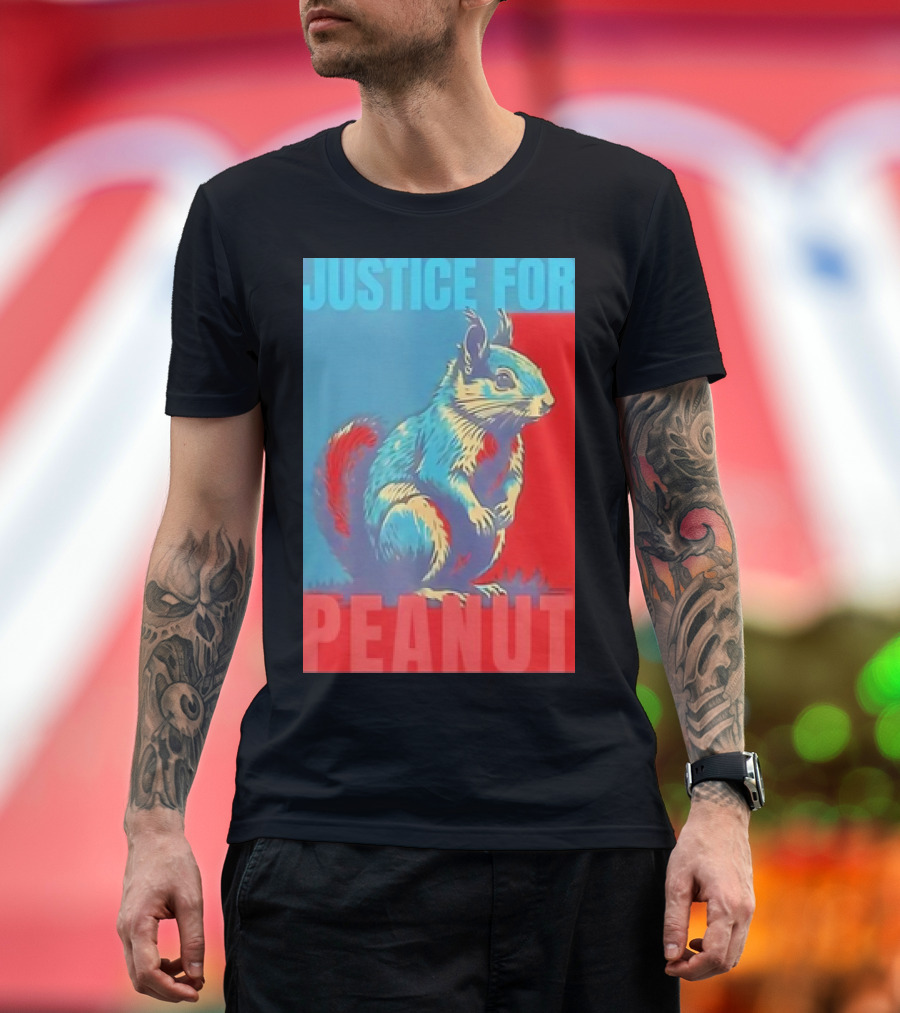 Justice for Peanut Squirrel Blue Red Pop T-Shirt