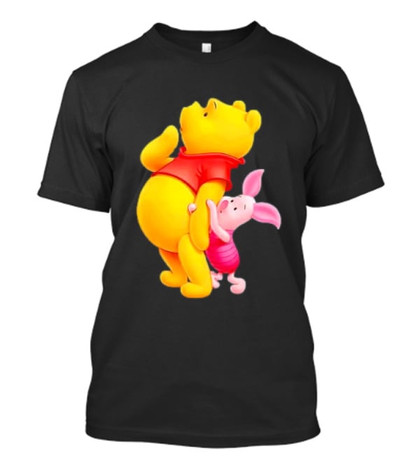 Winnie The Pooh And Piglet Best Friends Forever Hugging Playful Moment T-Shirt