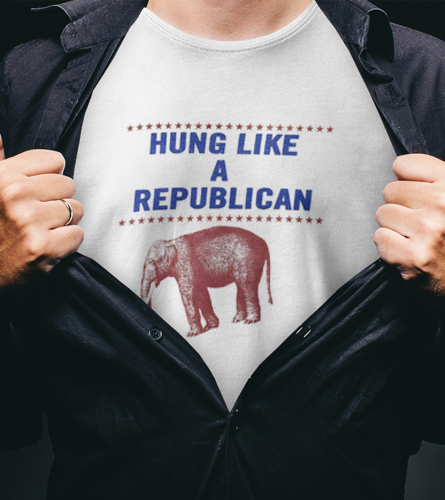 Hung Like A Republican Elephant Star Border T-Shirt
