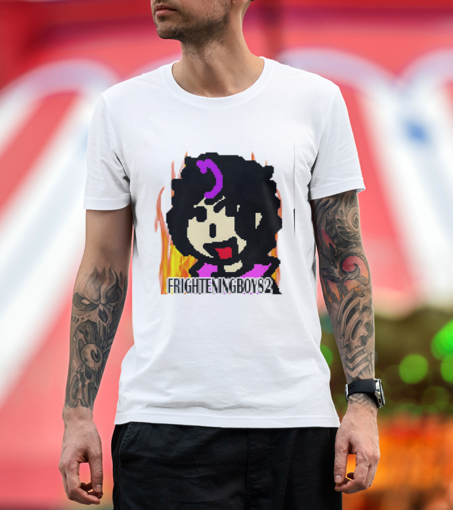 Frighteningboys92 Mikey Pixel Art Flames T-Shirt