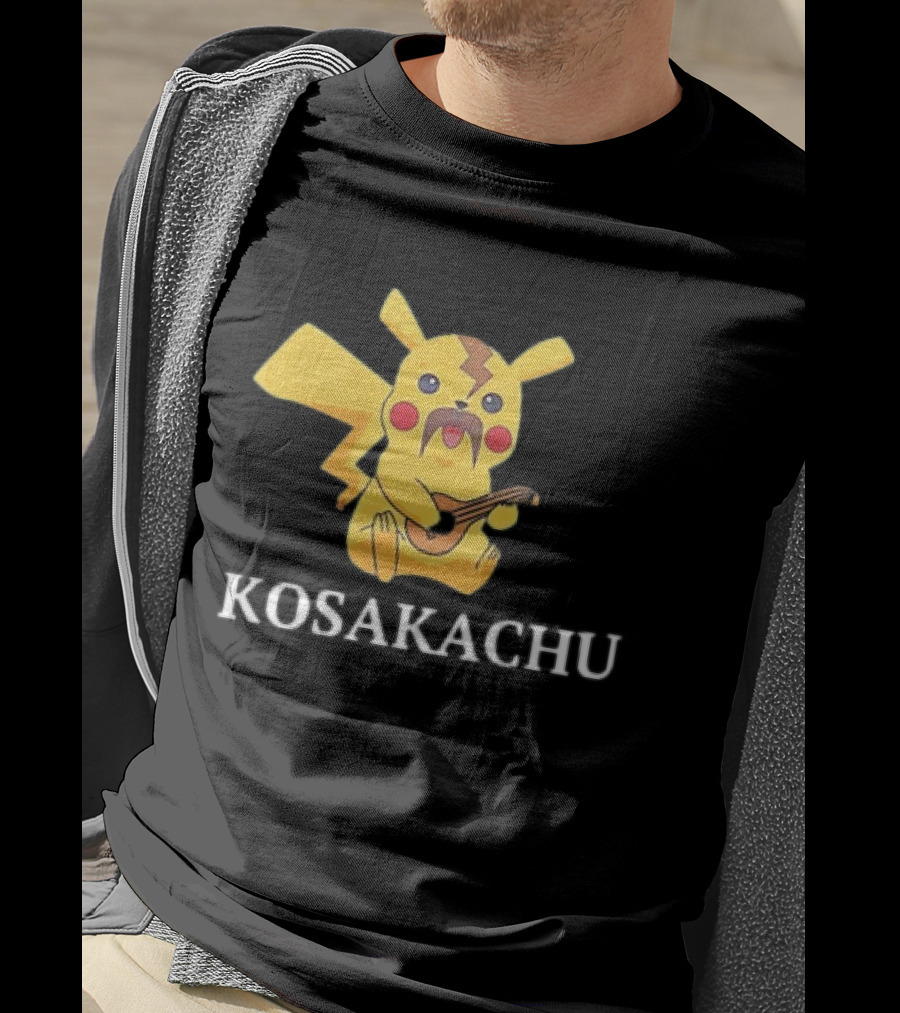 Kosakachu Pikachu Playing Guitar With Moustache T-Shirt
