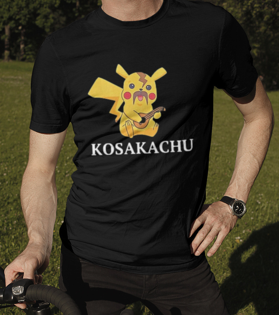 Kosakachu Pikachu Playing Guitar With Moustache T-Shirt