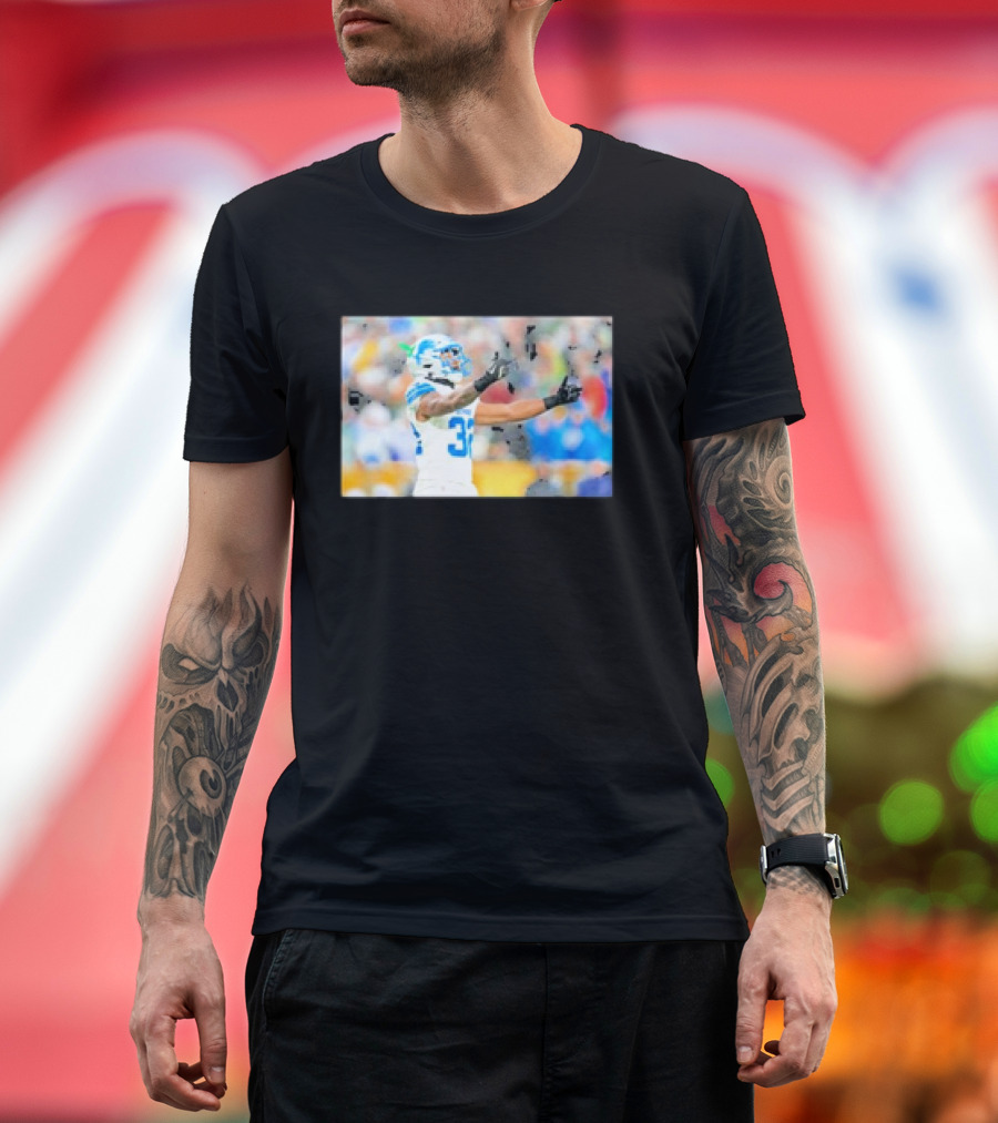Lions Brian Branch Gesture Iconic Football Action T-Shirt