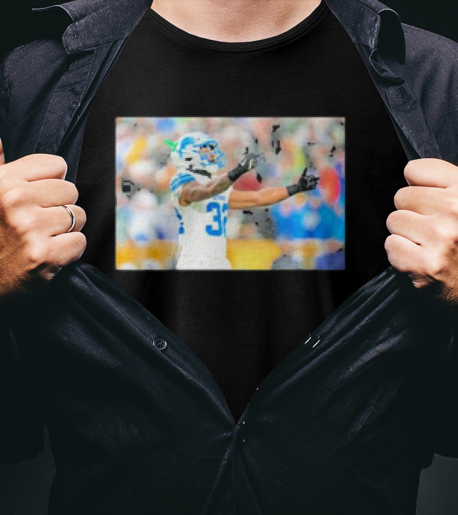 Lions Brian Branch Gesture Iconic Football Action T-Shirt
