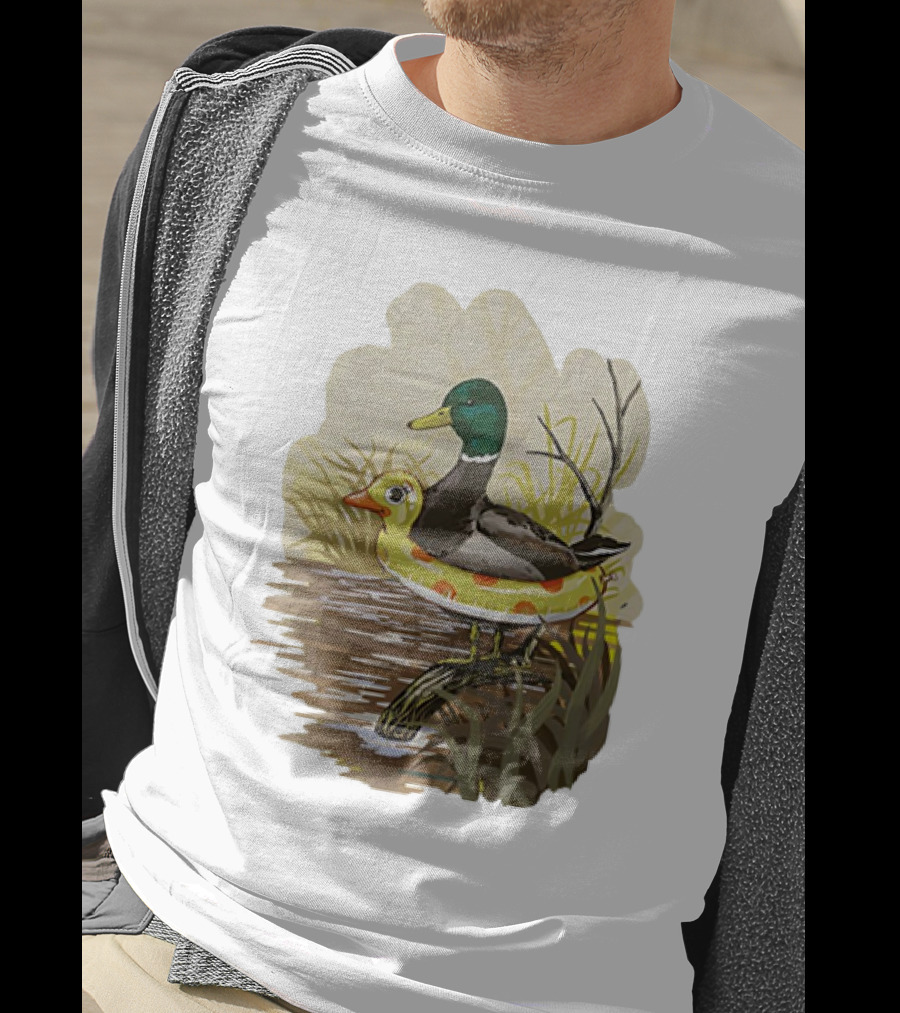 Duck In Training With Swim Ring By Pond T-Shirt