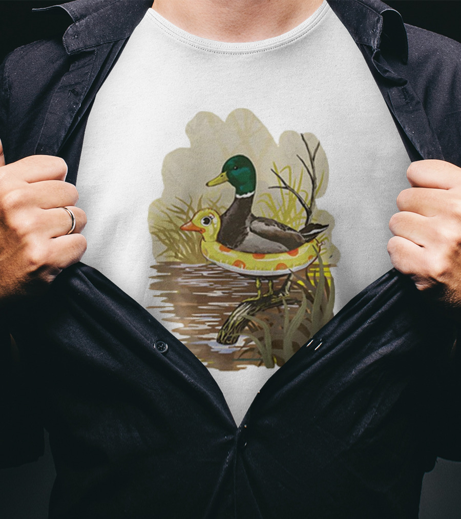 Duck In Training With Swim Ring By Pond T-Shirt