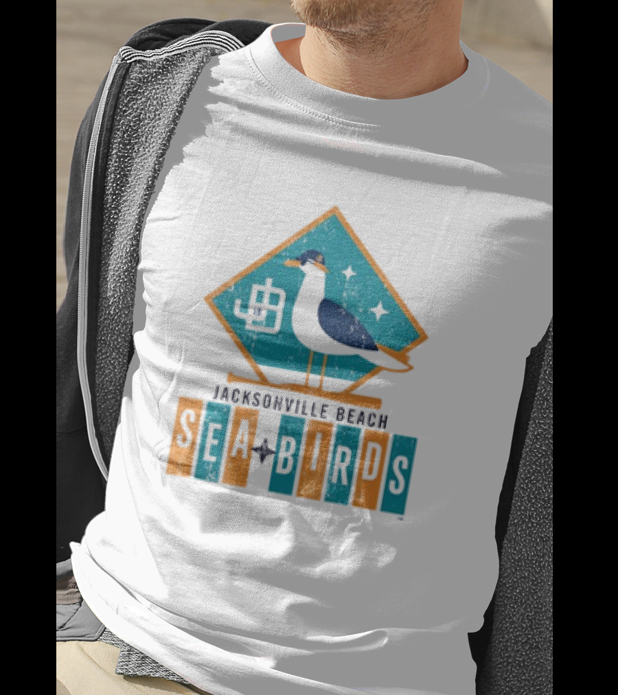 Hometown Collection Jacksonville Beach Sea Birds Logo With Geometric Diamond And Stylized Seagull T-Shirt