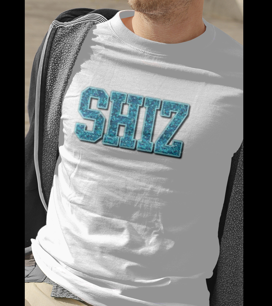 SHIZ Glitter Bold Blue Text T-Shirt