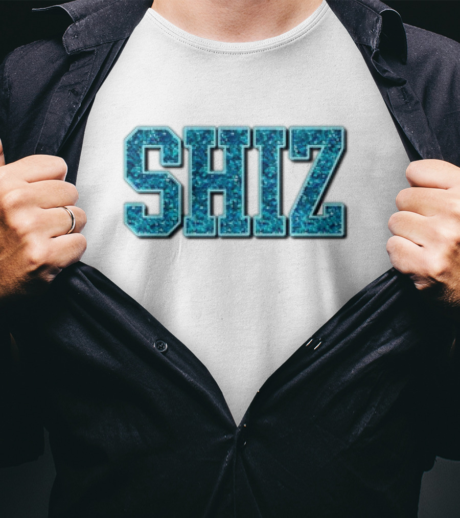 SHIZ Glitter Bold Blue Text T-Shirt