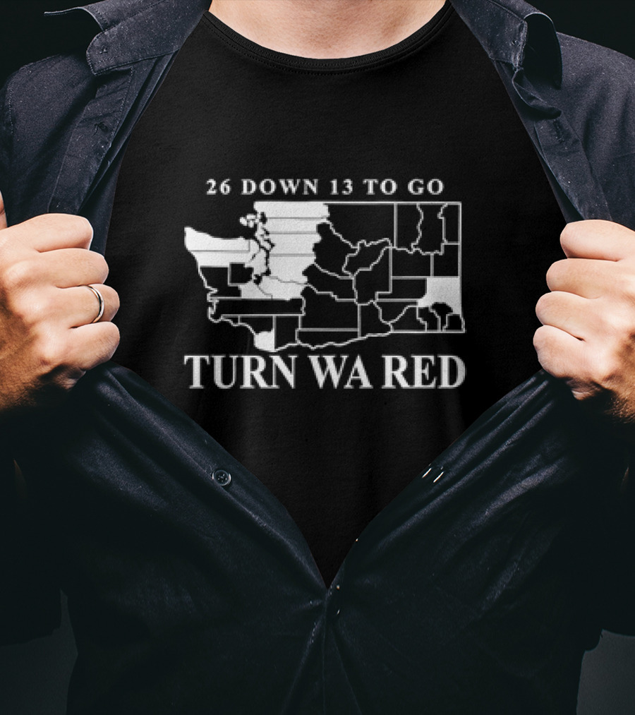 26 Down 13 To Go Turn WA Red Washington State Map T-Shirt