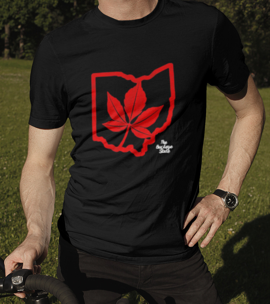 Ohio Red Buckeye Leaf State Charcoal T-Shirt