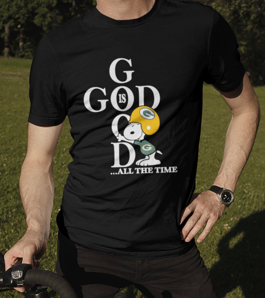 Green Bay Packers Snoopy God Is Good All The Time Football Helmet T-Shirt