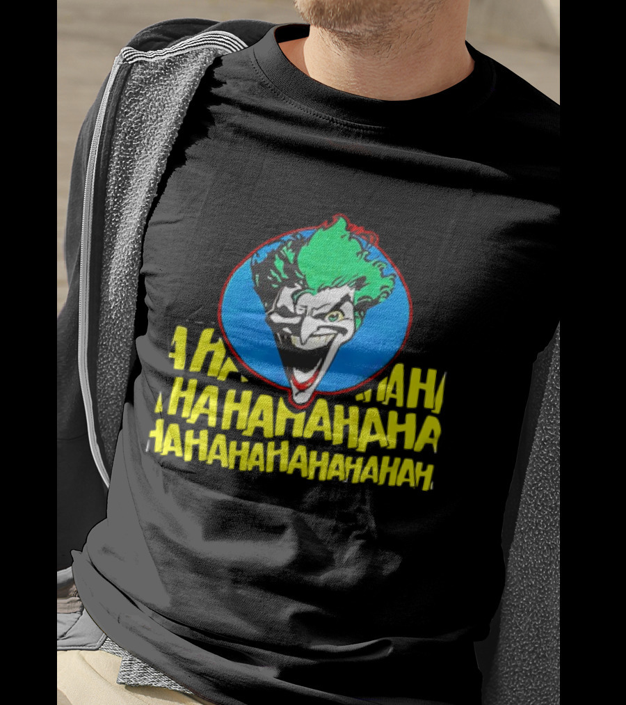 Joker DC Comics 1989 Hahahaha Vintage Iconic Laughing Face And Text T-Shirt