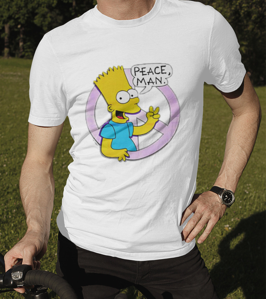 Bart Simpson Peace Man Vintage Iconic Character T-Shirt