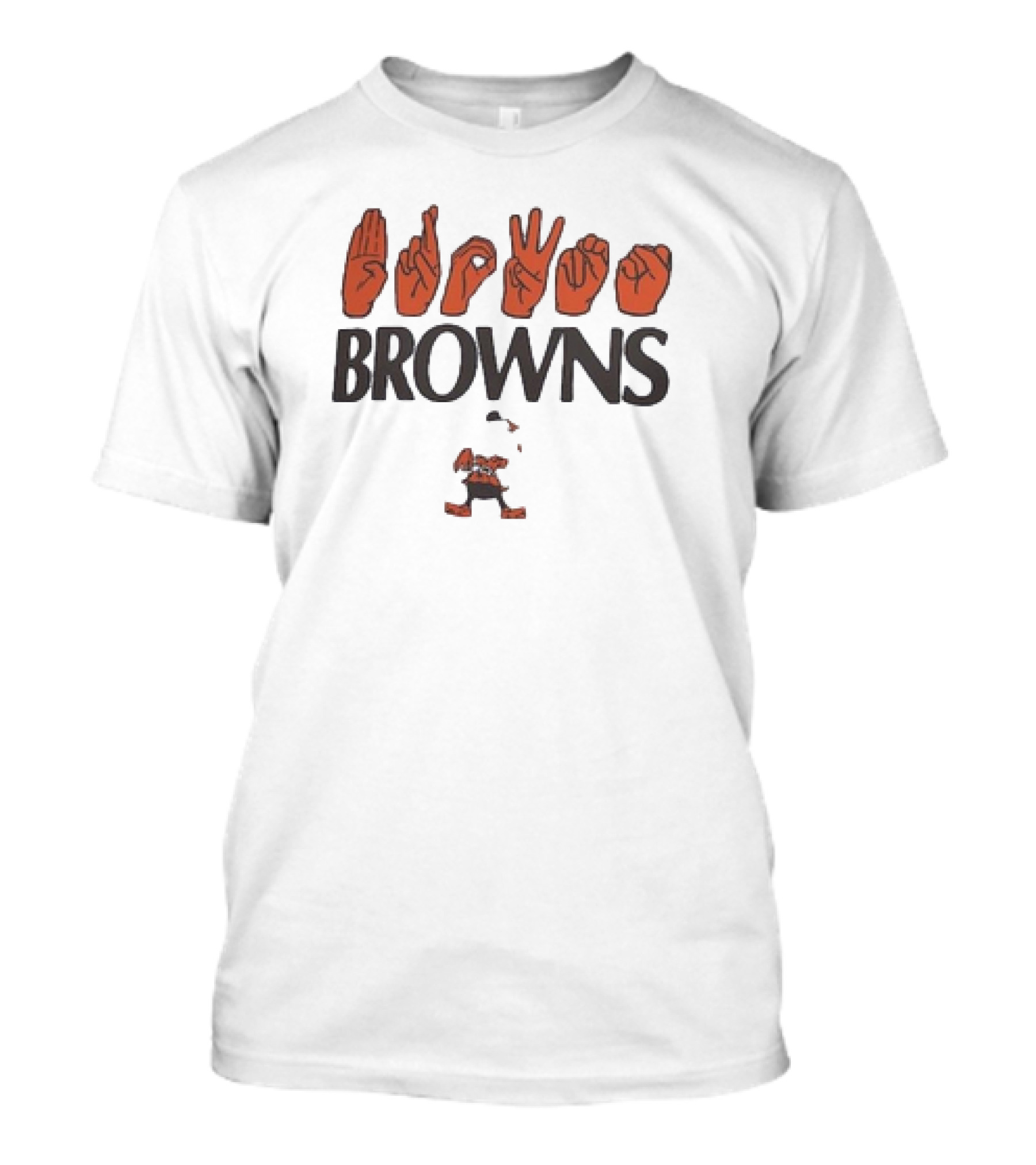 Cleveland Browns NFL ASL Love Sign Language Browns Mascot T-Shirt