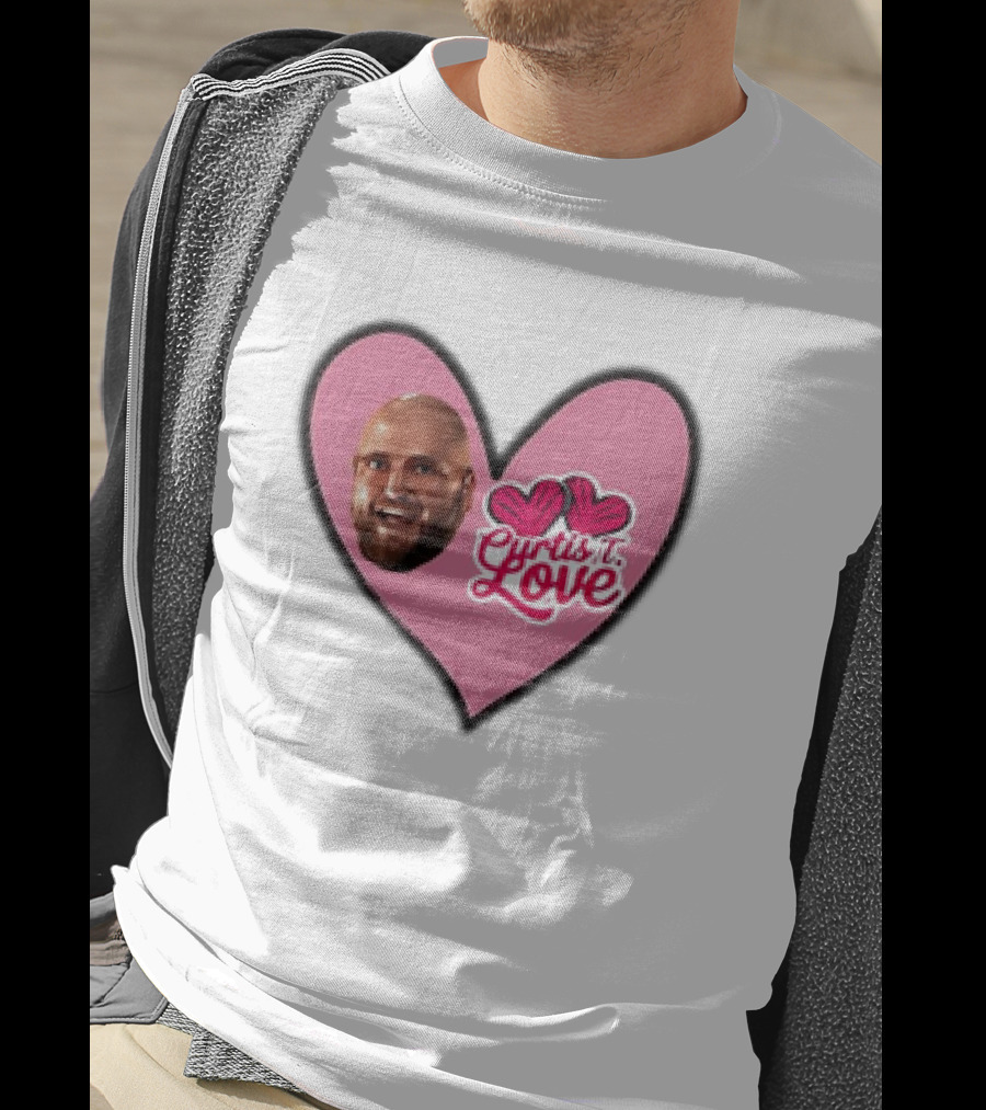 Curtis T Love Heart With Curtis Love Face And Pink Heart T-Shirt