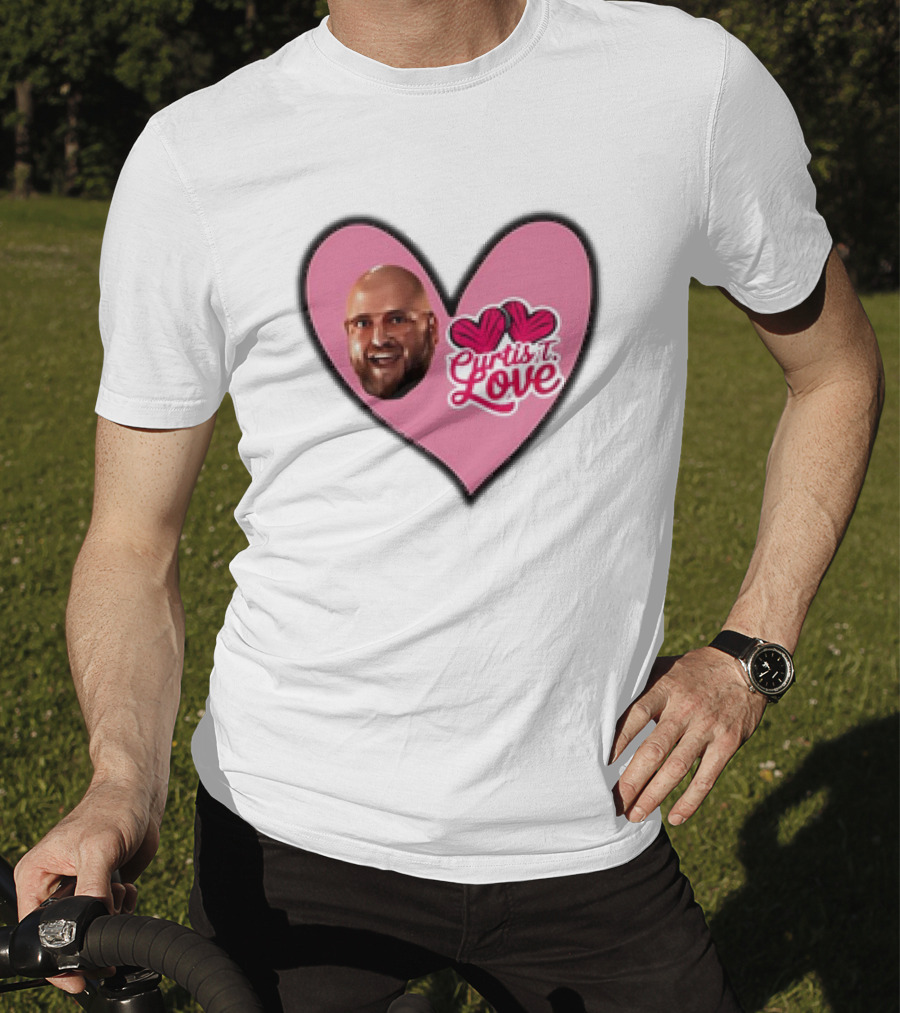 Curtis T Love Heart With Curtis Love Face And Pink Heart T-Shirt
